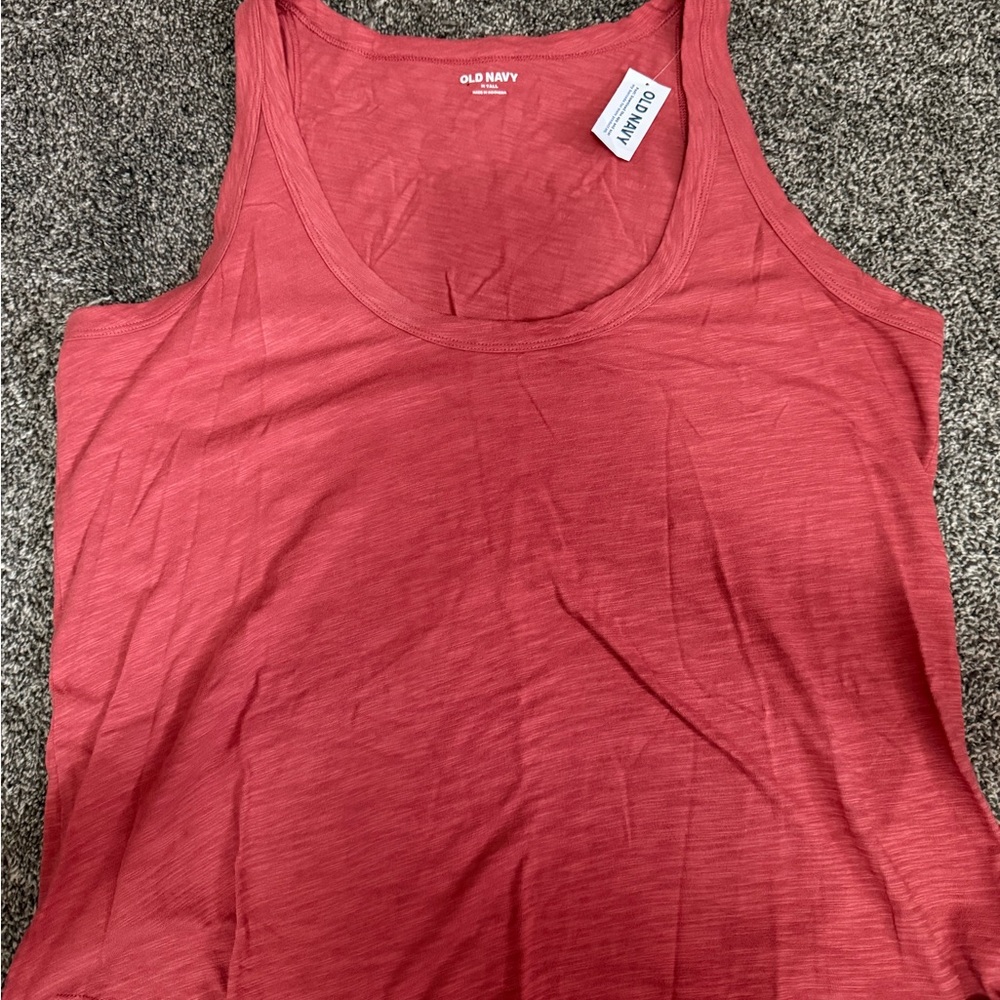 Old Navy Coral-Red Scoop Neck Tank Top